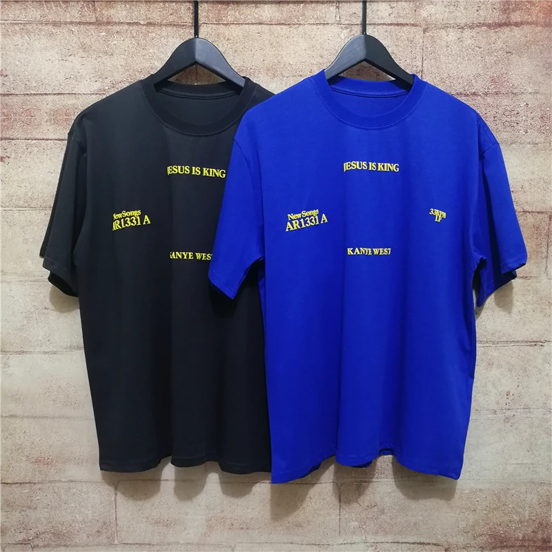 

2021 1:1 Version Kanye West Jesus Is King Tee Men Women Couple 100% Cotton T-Shirt Hip Hop High Street Oversize Casual T Shirt
