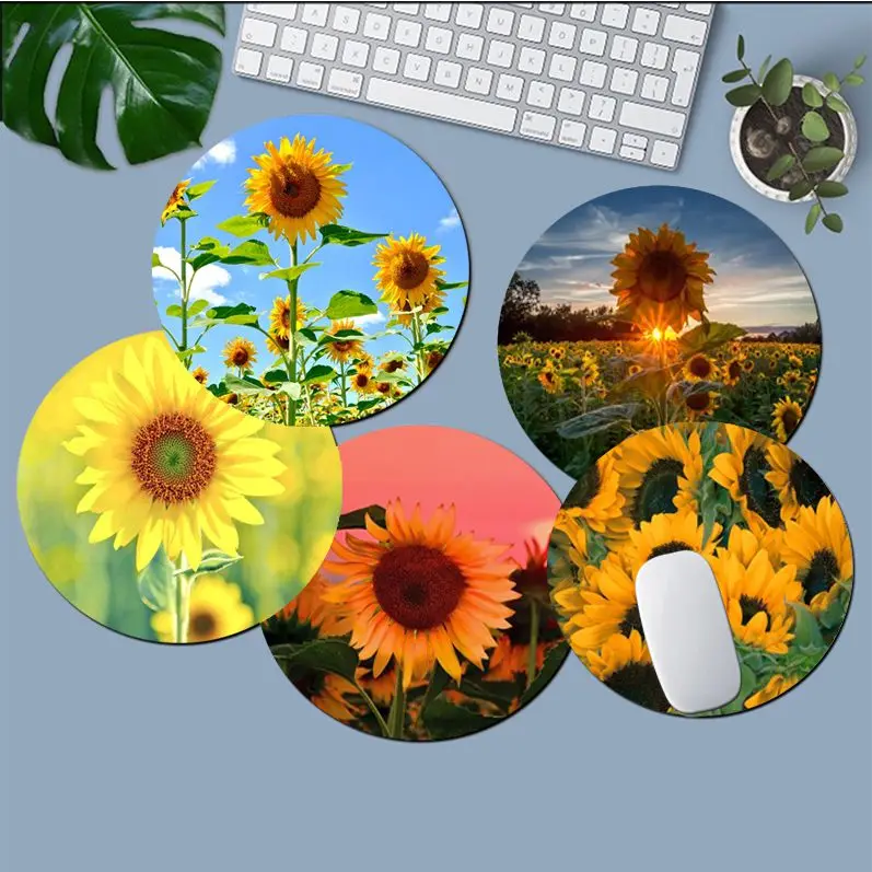 

Sunflower INS Tide Round Gaming Mouse Pad Gamer Desk Mats Keyboard Pad Mause Pad Office Desk Set Accessories for Gamer Mouse mat