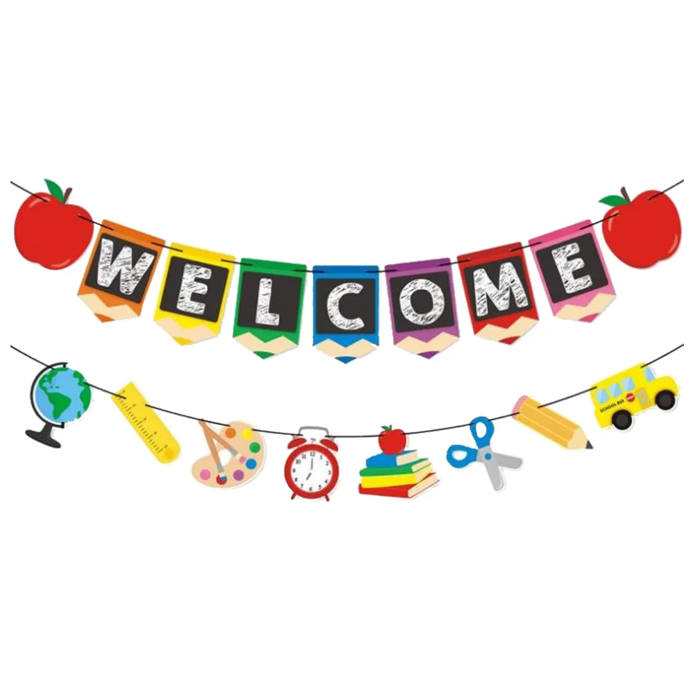 

Back-to-School Season Hanging Flag Welcome Flags Party Banner Door Sign Curtains