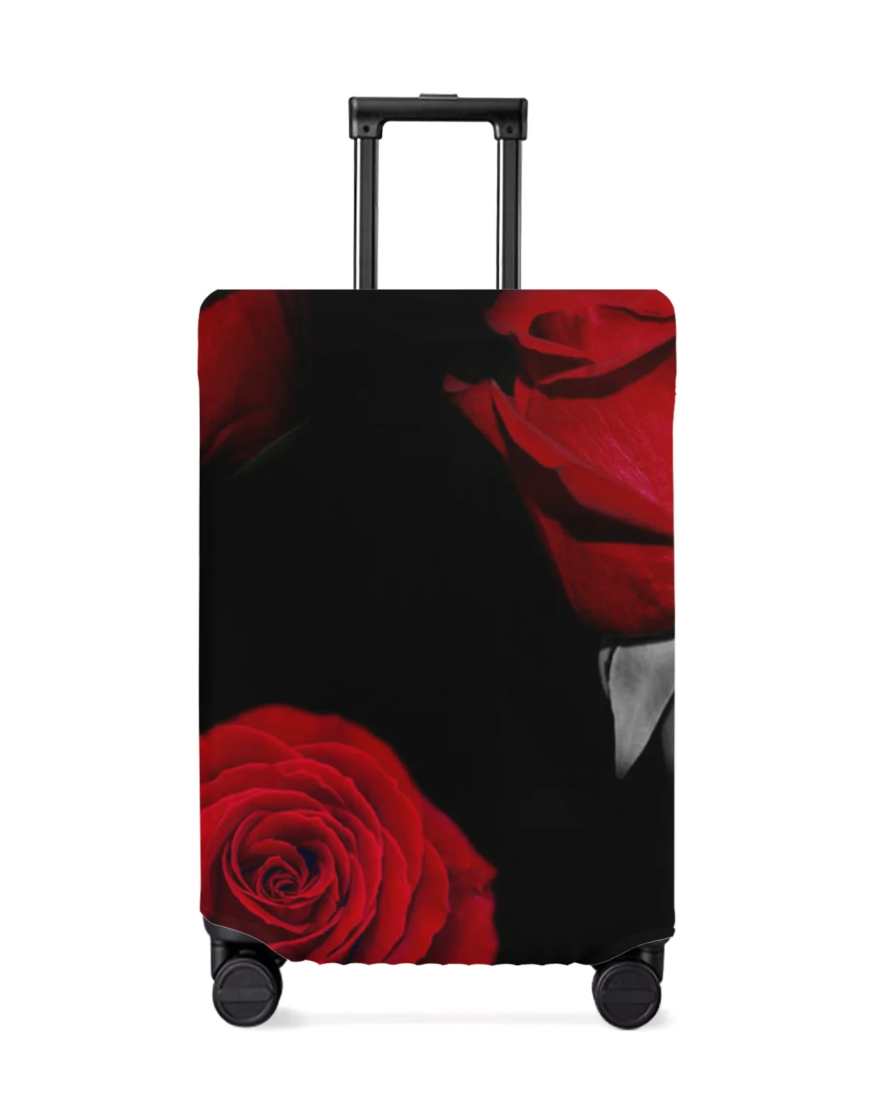 

Red Rose Flower Black Travel Luggage Cover Elastic Baggage Cover For 18-32 Inch Suitcase Case Dust Cover Travel Accessories