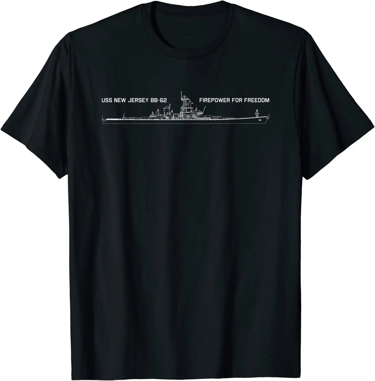 

USS New Jersey BB 62 Battleship Blueprint Men T-Shirt Short Sleeve Casual Cotton O-Neck Summer T Shirts