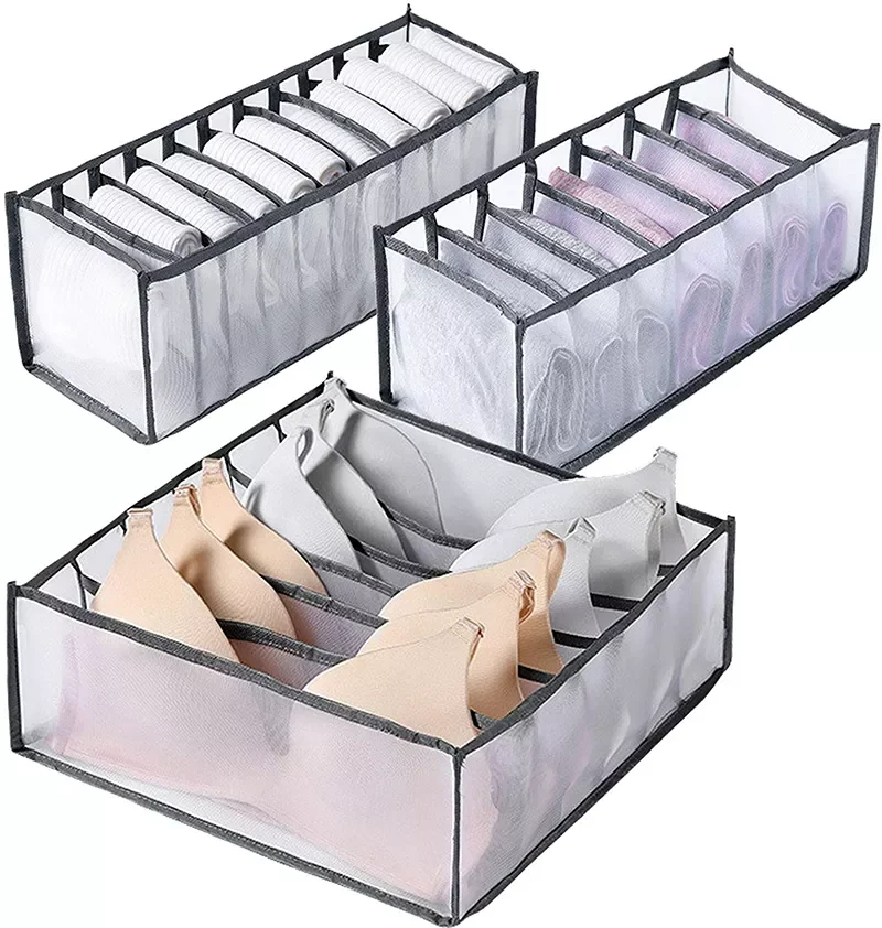 

3Pcs/Set Foldable Underwear Bra Organizer Storage Box Drawer Closet Organizers Divider Boxes Bedroom Wardrobe Closet Organizer