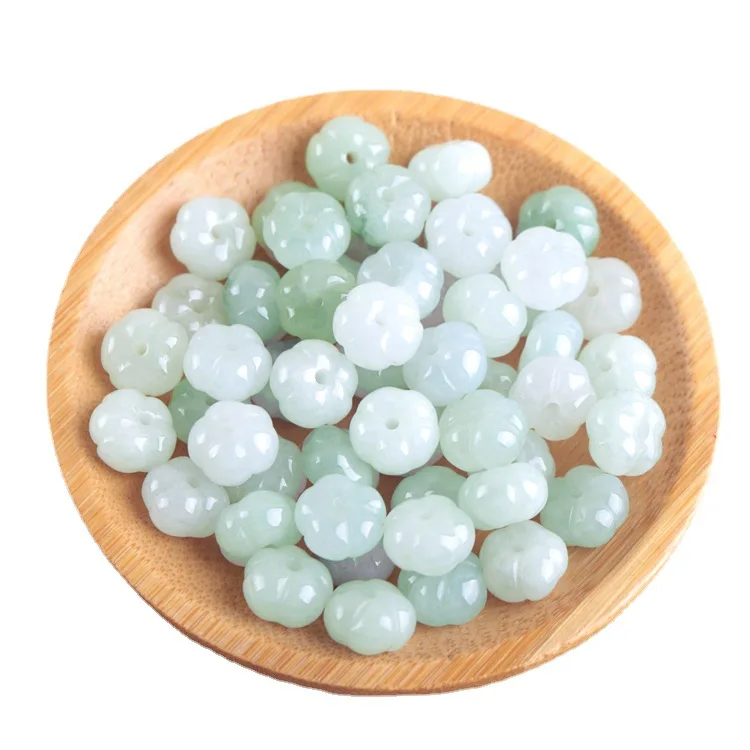 

10*6mm Myanmar Jade Pumpkin Beads For Jewelry Making Diy Bracelet Necklace Burma Jadeite Hand-carved Bead Accessories Wholesale