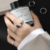 925 sterling silver female tide ring silver fashionable temperament opening ring gothic anillos de acero inoxidable para mujer