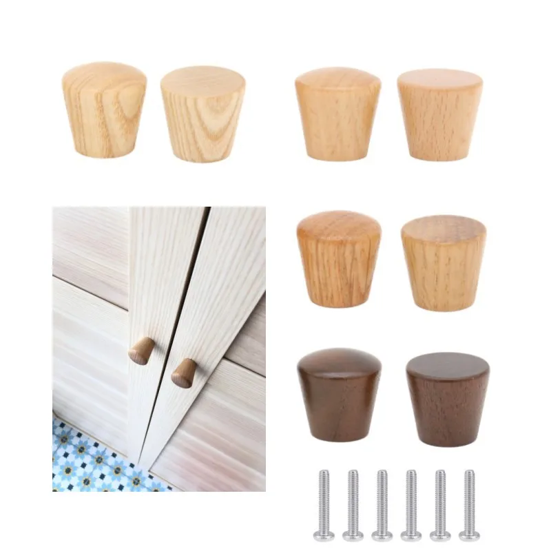

Wooden Cabinets 6Pcs Wardrobe Knobs Conical Handles Door Drawer Pulls Single Hole Round Kitchen Handles Furniture Knobs Hardware