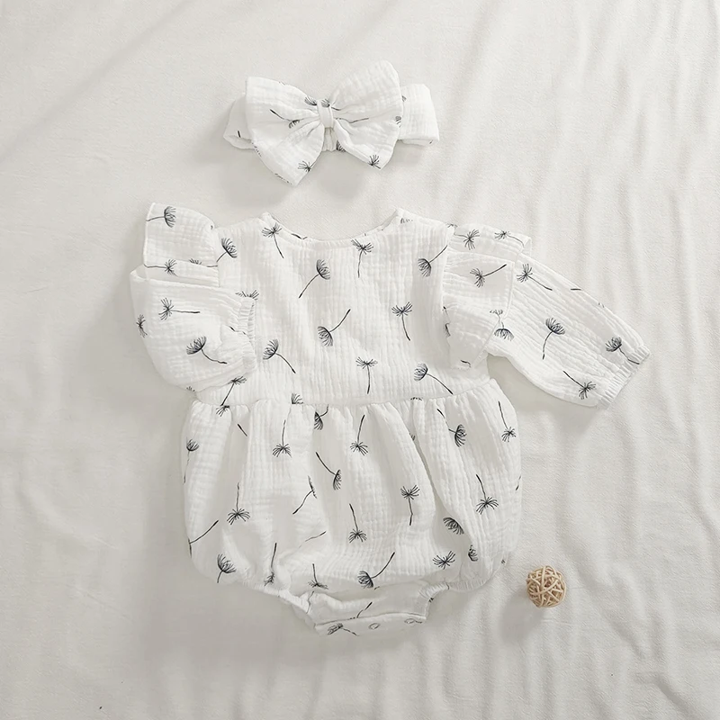 Детский хлопковый комбинезон с коротким рукавом юбка оборками и шорты-шаровары |