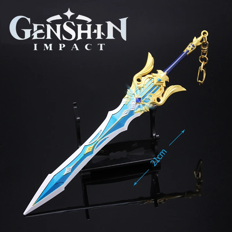 

Genshin Impact Song of Broken Pines Game Peripheral Weapon Model Keychain Jean Swords Knife Katana Holiday Toys for Childrens