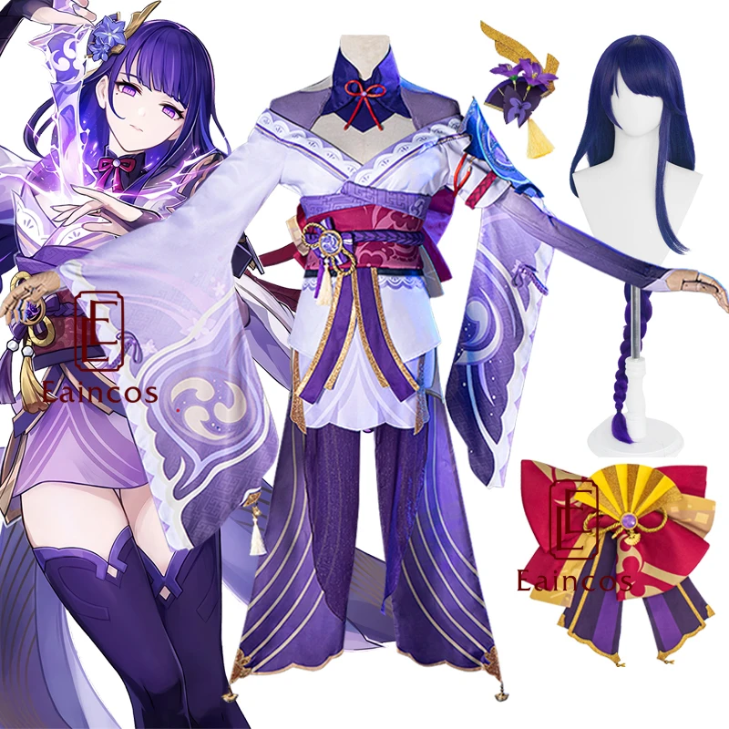 

Game Genshin Impact Raiden Shogun Baal Uniform Cosplay Halloween Carnival Costumes Wigs Women Dress Outfit