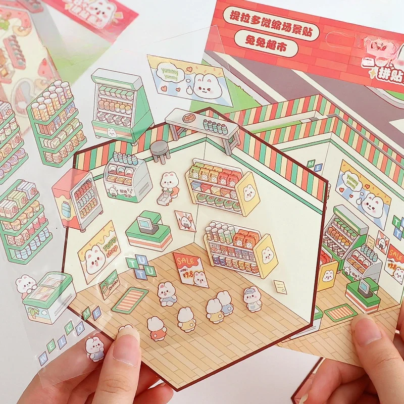 Мультяшная миниатюрная сцена 3D наклейки для ландшафтного дизайна сделай сам в