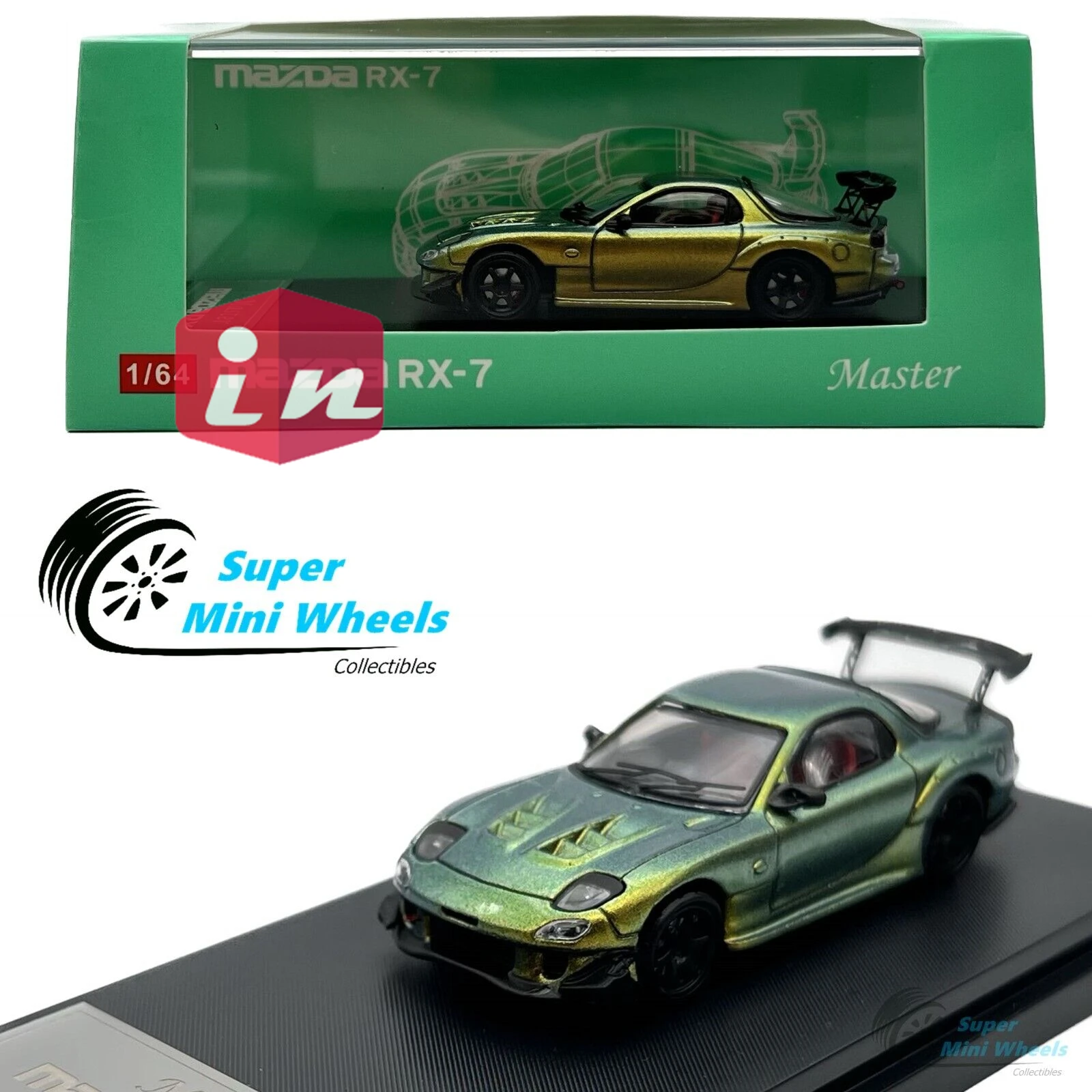 

Master 1:64 RX-7 (волшебный зеленый) Коллекция литых под давлением моделей автомобилей ограниченный выпуск игрушечный автомобиль для хобби