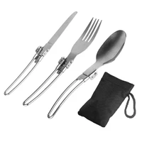 cookware backpack spork fork stainless steel fold knife utensil spoon set combo picnic camp cutlery tableware flatware