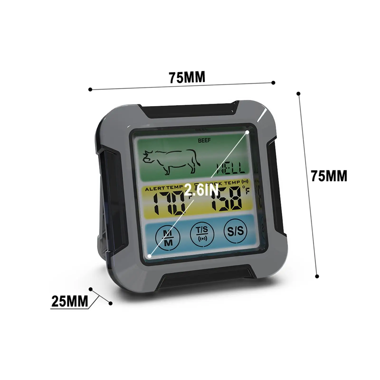 

Portable Food Probe Kitchen Timer LCD Large Display Cooking Temperature Probe with Backlight for Cooking Kitchen BBQ Meat