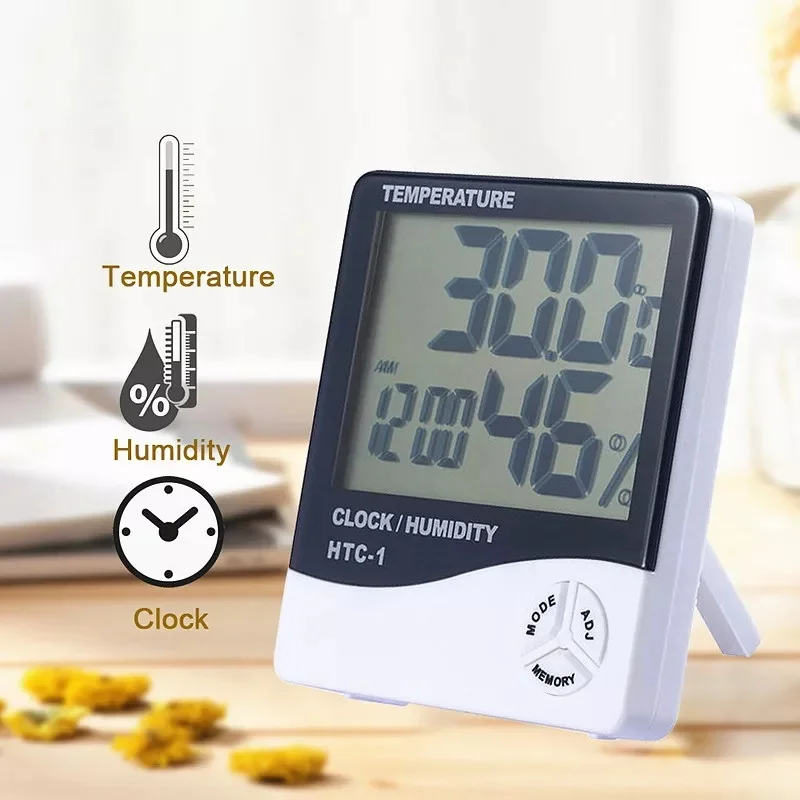 lcd electronic digital temperature humidity meter alarm clock home indoor outdoor thermometer hygrometer weather station htc 1 free global shipping