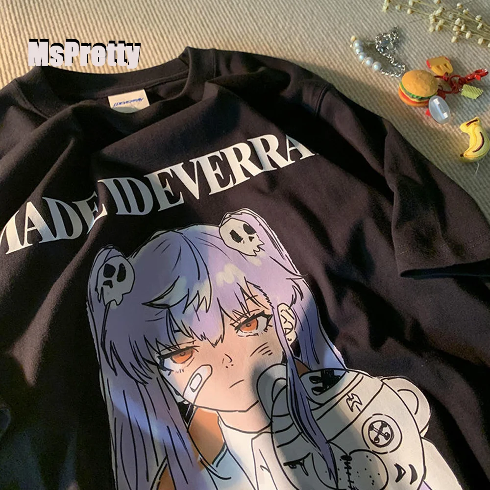 

MsPretty E Girl Kawaii уличная одежда Harajuku футболка Японская Y2k оверсайз рубашка аниме Топы Kawaii JK наряд 2022 женская одежда