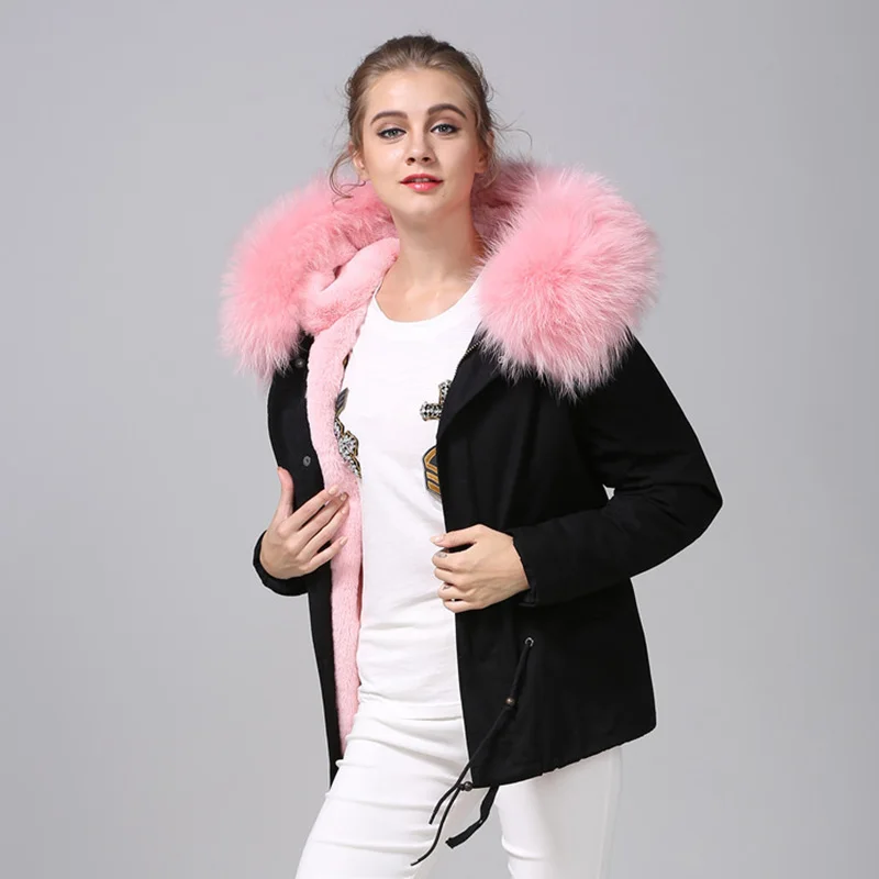 

RosEvans Real Fur Parka Thick Mujer Winter Women New Natural Raccoon Fur Hooded Coat Detachable Liner Jacket Female Loose Causal