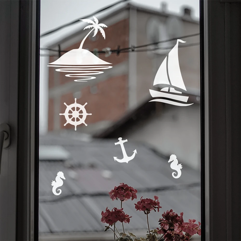 Настенные наклейки большого размера в морском стиле острова лодки якоря морская