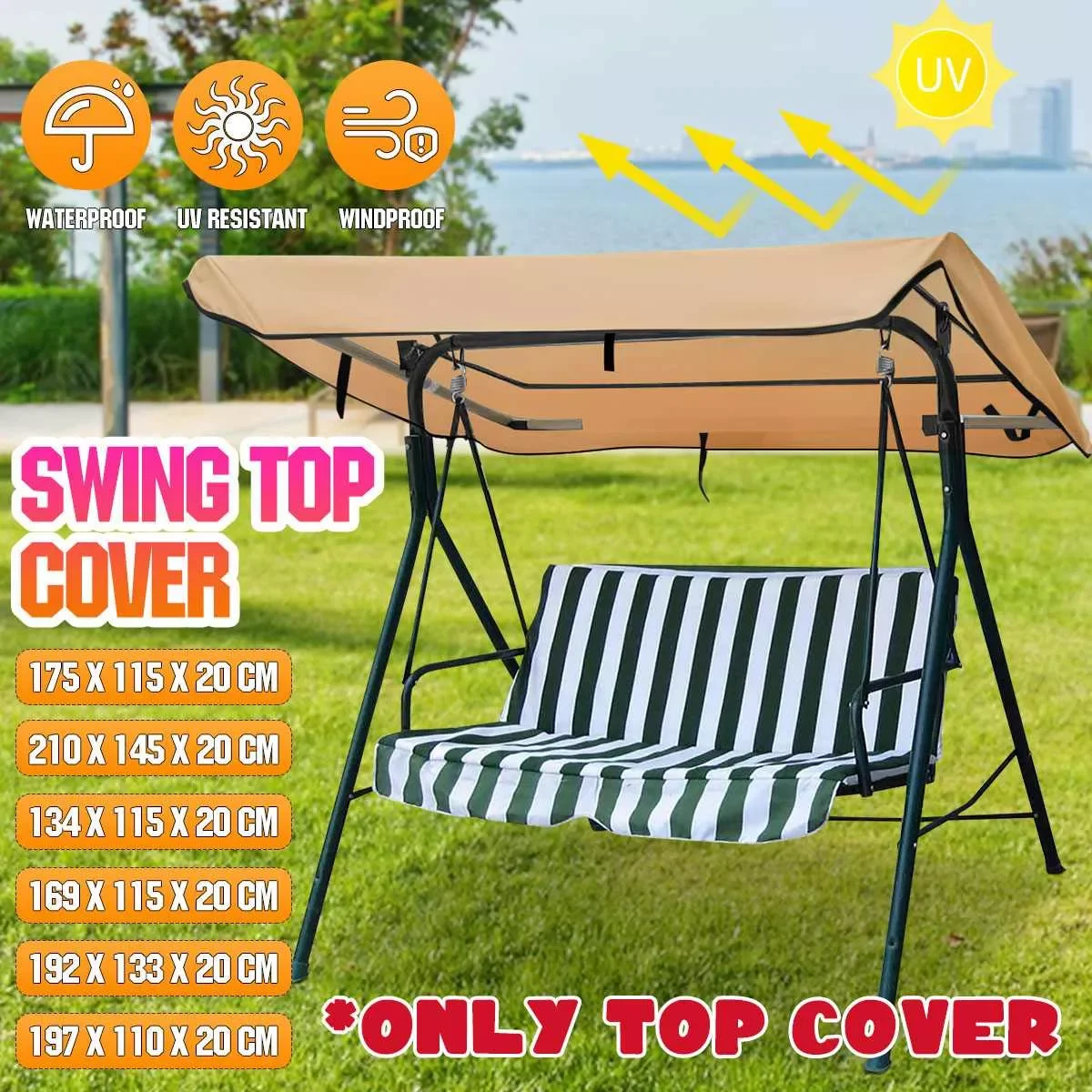 

NEW2023 Outdoor Oxford Swing Chair Top Cover Shade Rain-Proof Cover Patio Swing Chair Dust Cover Waterproof Swing Seat Top Cover