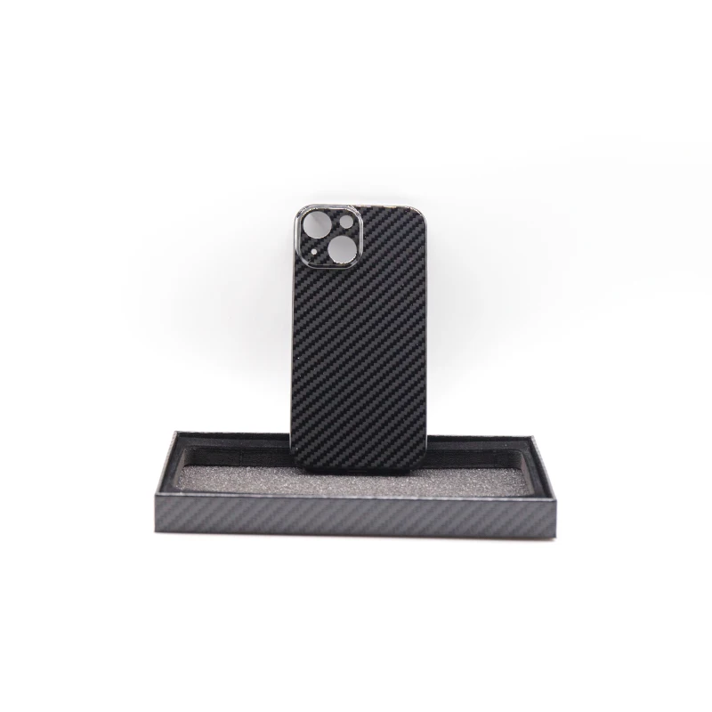 

Мини-чехол для телефона iPhone 13 из углеродного волокна, Полный глянцевый черный глянцевый 13 мини-чехол с защитой от падения и тонкими линзами, ...