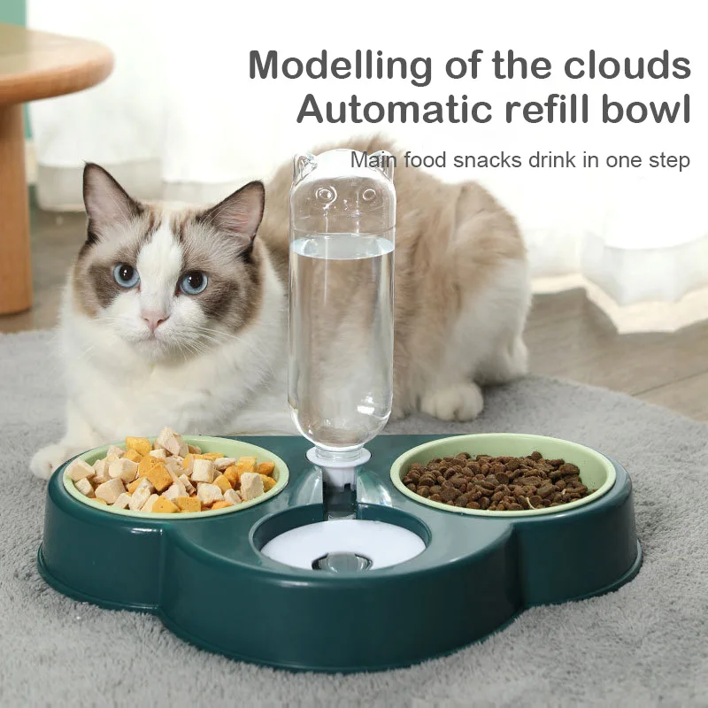 

MADDEN Pet Cat Bowl Dog Automatic Drinking Bowl Cat Food Bowl Anti Slip Double Bowl Easy To Clean 3 Bowls Pet Accessories