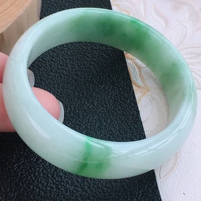 

zheru jewelry natural Burmese jadeite light green two-color 54mm-64mm bracelet elegant princess jewelry best gift for mother to