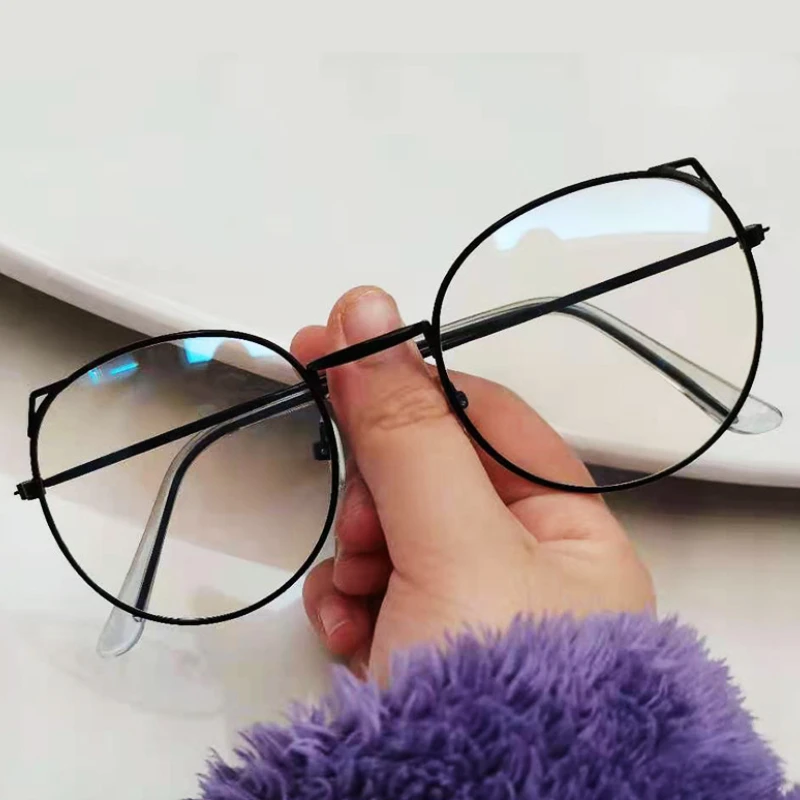 Очки для близорукости женские милые очки кошачий глаз в металлической оправе
