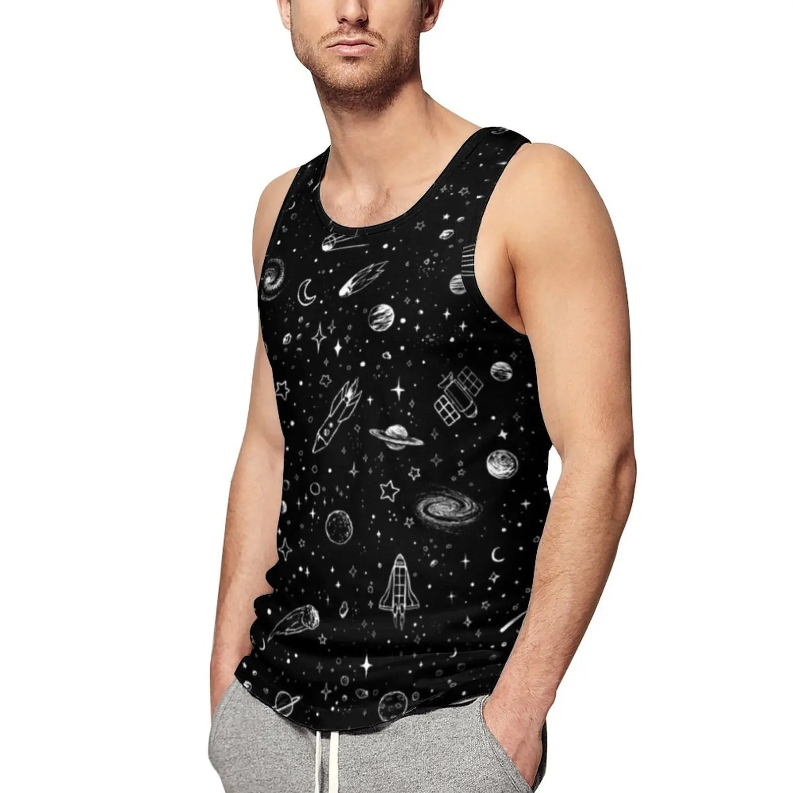 

Moon Star Tank Top Mens Space Galaxy Universe Muscle Tops Summer Training Design Sleeveless Shirts 3XL 4XL 5XL