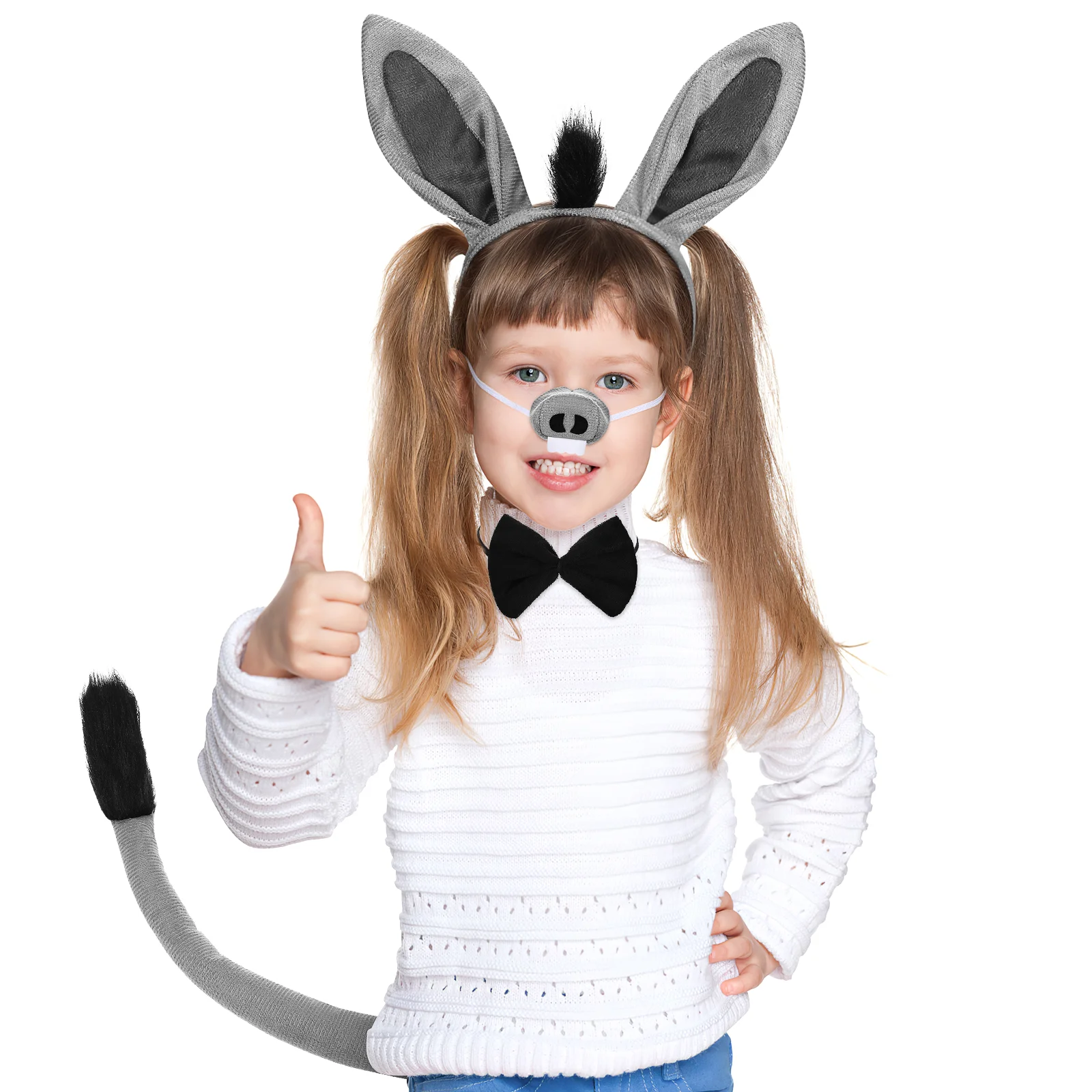 

1 Set of Costume Props Including Ear Headband Tail Bowtie and Nose Decor