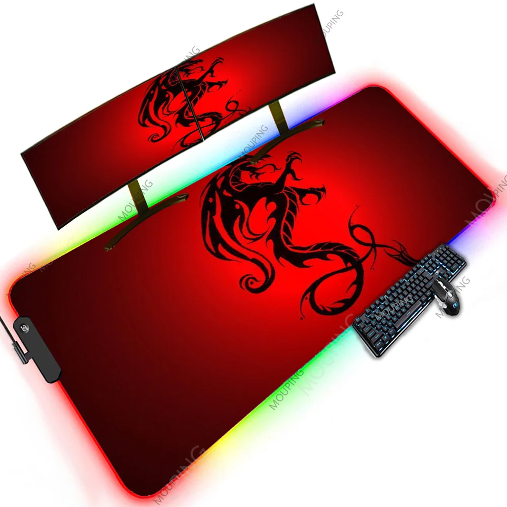 

Red Dragon Mouse Special Design 1200X600 PC XXXXL Led Rgb Computer Accessories Oversize Mouse Pads Backlit Keyboard Minimalist