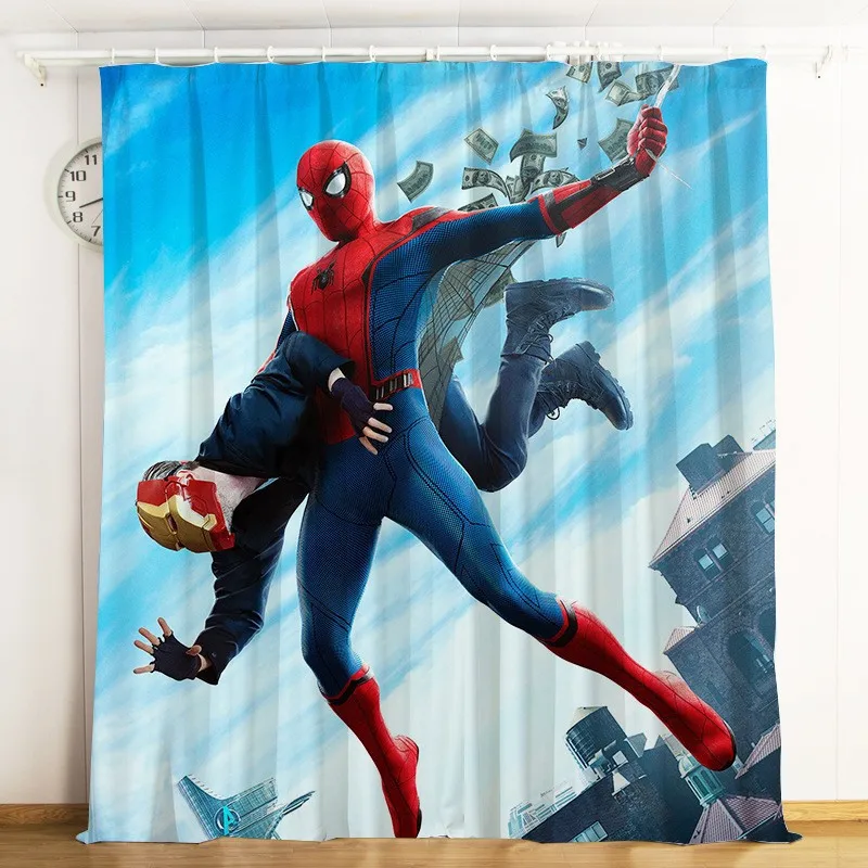 

Disney Cartoon Spiderman Curtains For Living Room Balcony Boy Bedroom Decoration Blackout Sunscreen Cloth Curtains