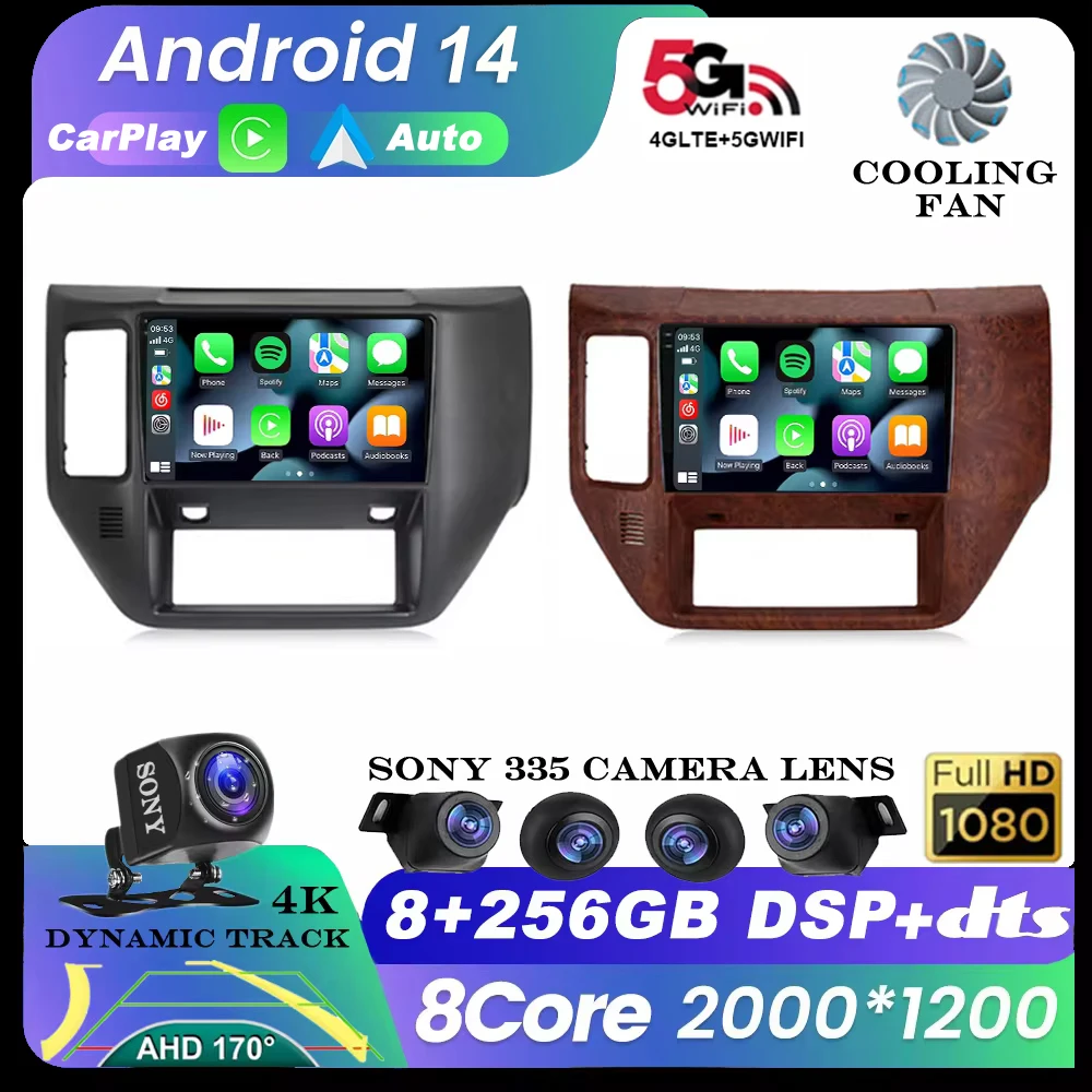 Автомобильная Мультимедийная система Carplay Android 14 GPS 4G Wi-Fi BT для Nissan патруль V 5 Y61 2004 -
