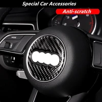 car carbon fiber steering wheel logo sticker frame cover for audi a1 a3 a4 a5 a6 a7 a8 q3 q5 q7 car interior styling accessories