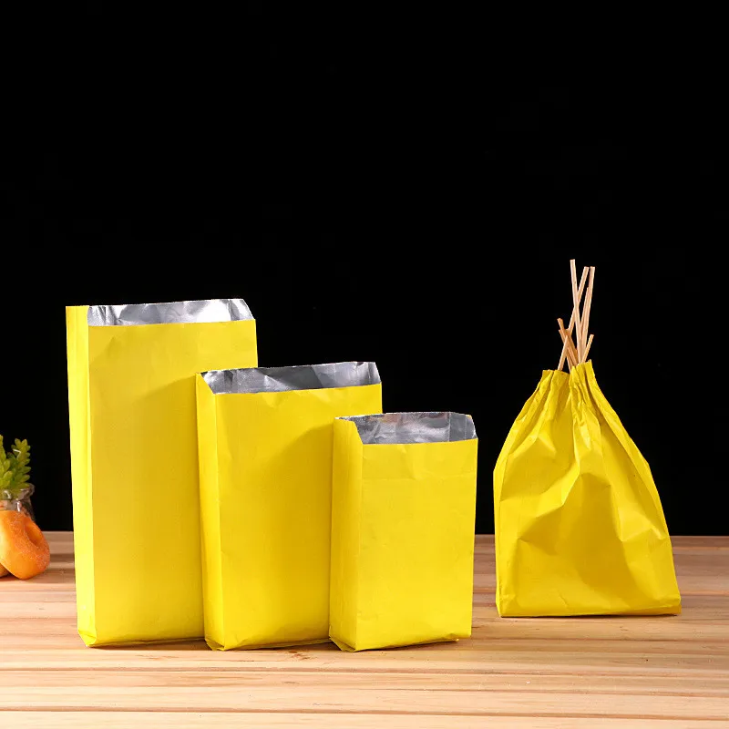 

50Pcs Oil-proof Thermal Insulation Foil Disposable Barbecue Skewer Aluminum Foil Paper Bags Food Takeaway Packaging