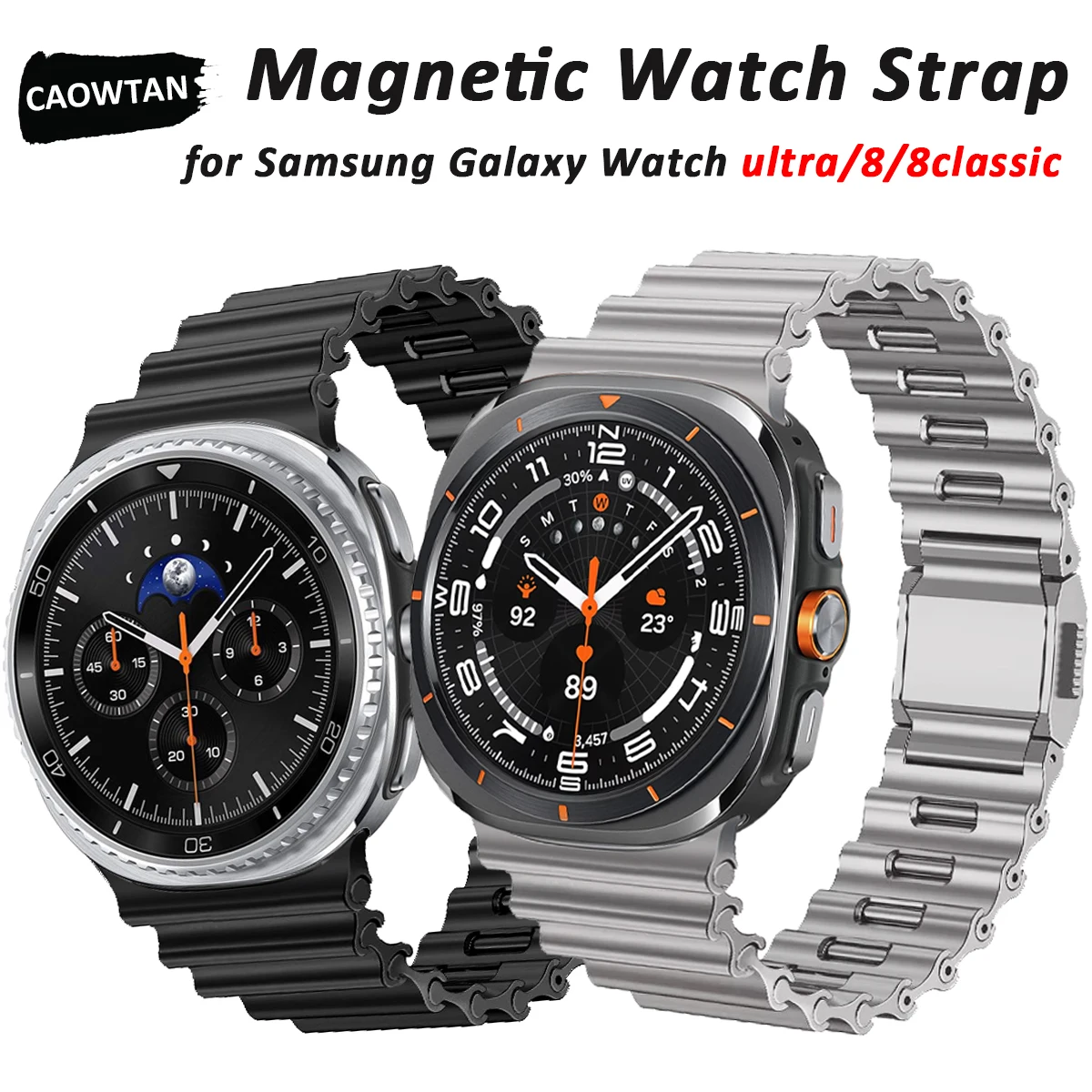 Фото Ремешок из нержавеющей стали для Samsung Galaxy Watch Ultra 47 мм, металлический магнитный браслет для Galaxy Watch8 40 мм, 44 мм, Classic 46 мм №1