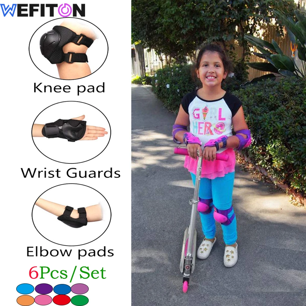 

6Pcs/Set Kids/Teenager Protective Gear,Knee Pads Elbow Pads 6 in 1 Set with Wrist Guard,Adjustable Strap for Skating,Bike,Sports