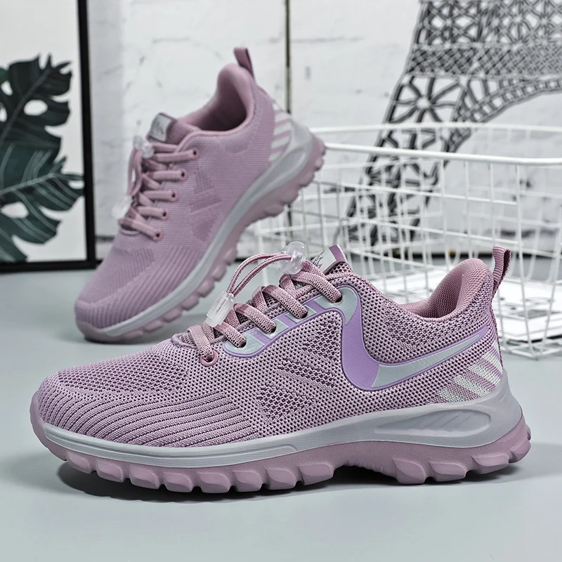 

Женские кроссовки с удобной подкладкой, прогулочная обувь для пожилых, плетеная повседневная обувь на шнуровке, устойчивая к складкам подо...