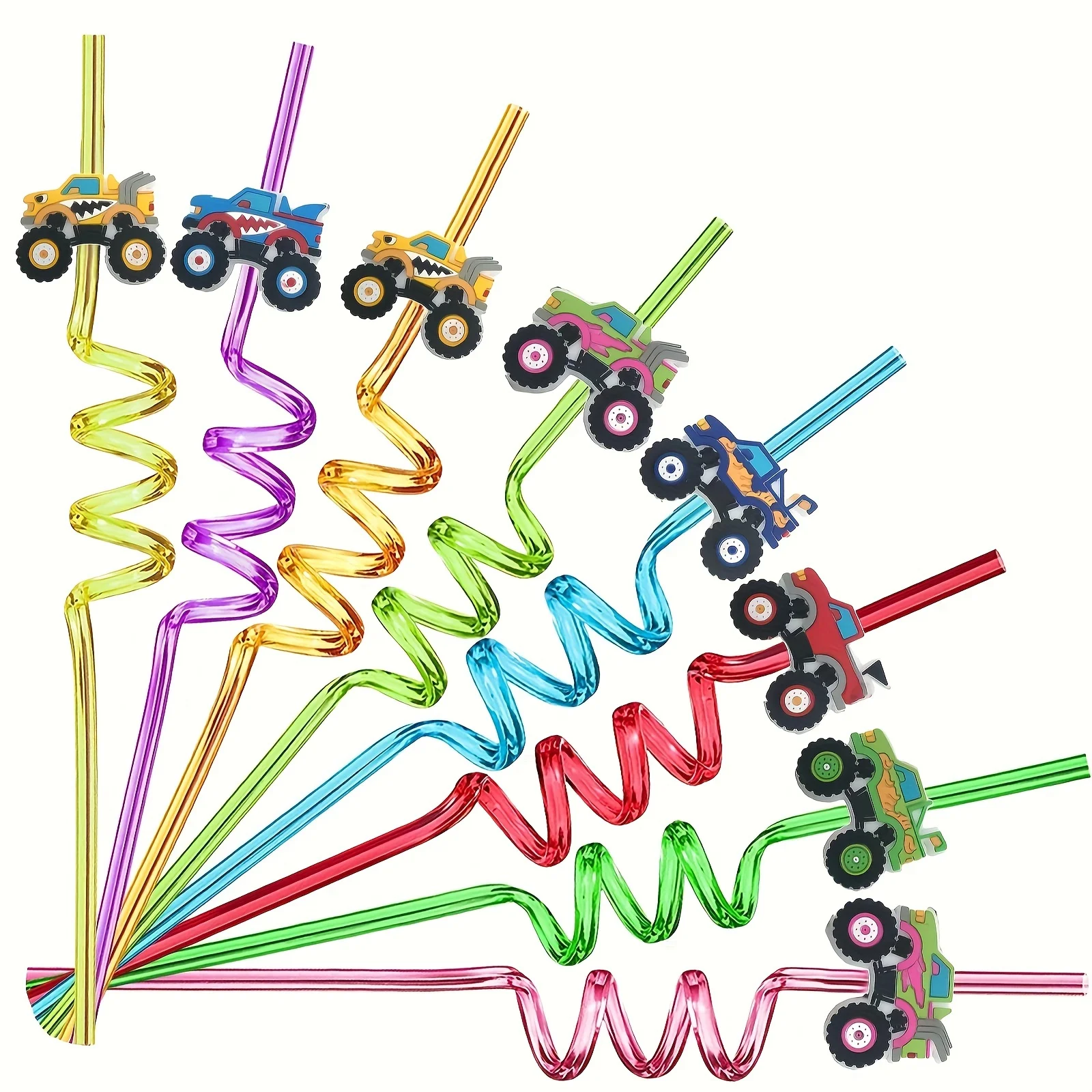 8 шт. многоразовые соломинки для вечеринок Monster Truck автомобиля товары дня рождения