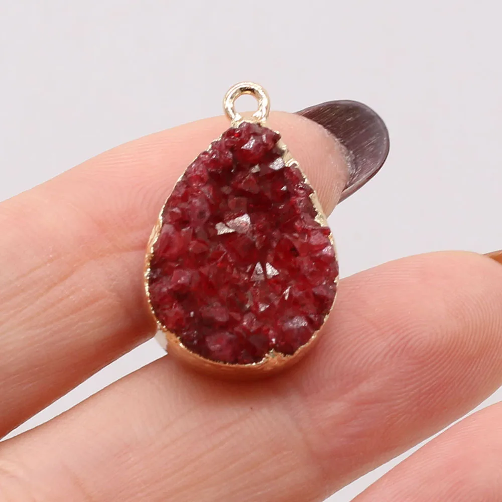 

2021Hot Sale Natural Stone Red Crystal Bud Drop-shape Connector Pendant MakingDIY Necklace Bracelet Charm Jewelry Accessory Gift