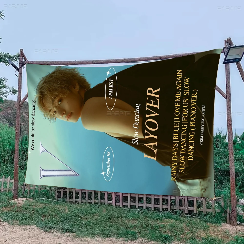 Певица Kpop K-Kim T-Tae H-Hyung V-слойка Семейные собрания Атмосфера на открытом воздухе