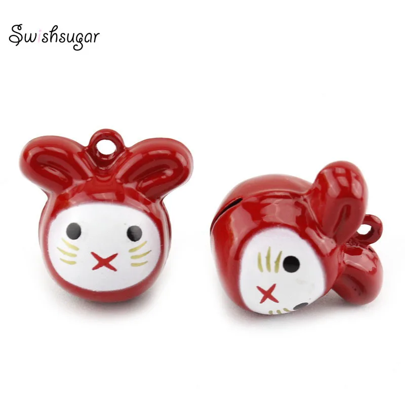 

Cutie Rabbit Head Shape Animal Metal Cartoon Bell Pendant Fit Charms Red Color