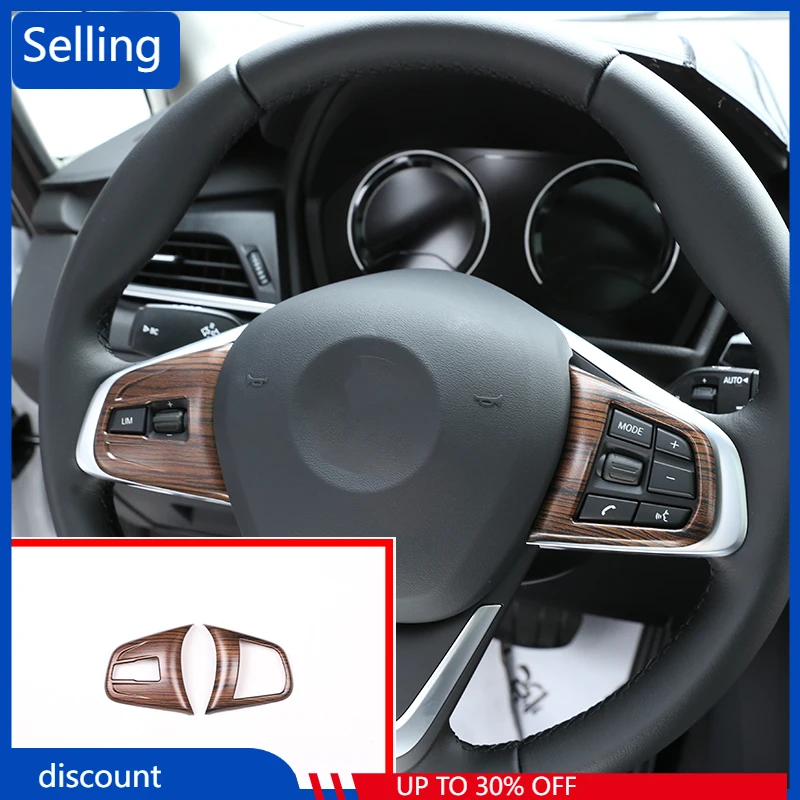 

Pine Wood Grain For BMW X1 F48 2 series 218i f45 F46 2016-2019 ABS Chrome Steering Wheel Button Cover Trim For BMW X2 F47 2018