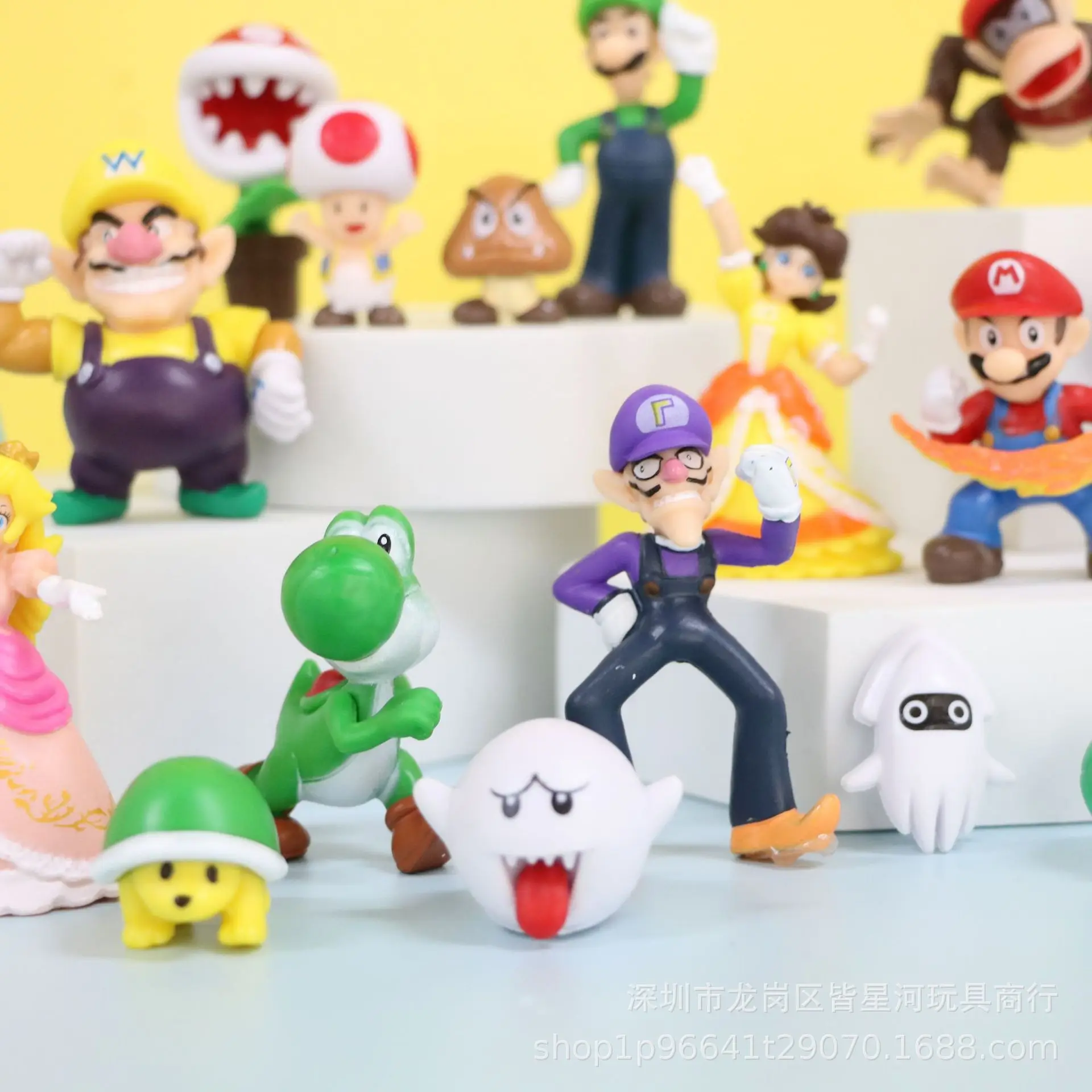 

18pcs Games Super Mario Bros Toy Luigi Yoshi Donkey Kong Wario Peach Princess Toad Bob-Omb Shy Guy Anime Figures Toys Kids Gifts