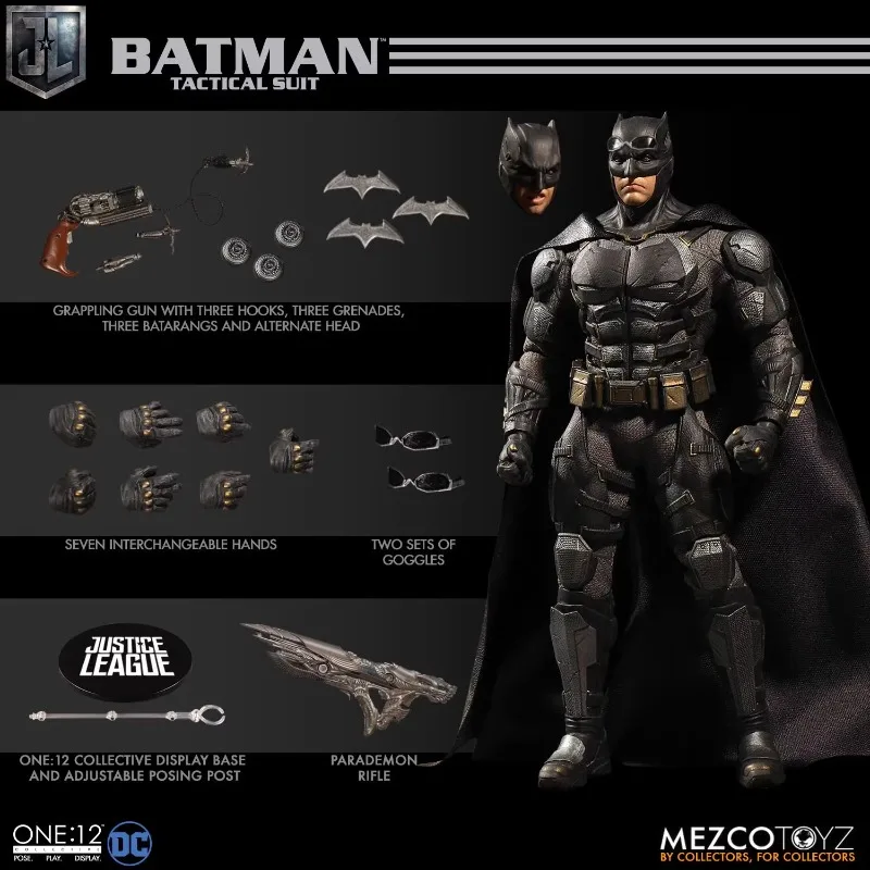 Фото В наличии оригинальный Mezco ONE:12, Лига Справедливости, Бэтмен, Тактический Костюм, модель персонажа фильма, коллекция искусства, игрушка в подарок №1