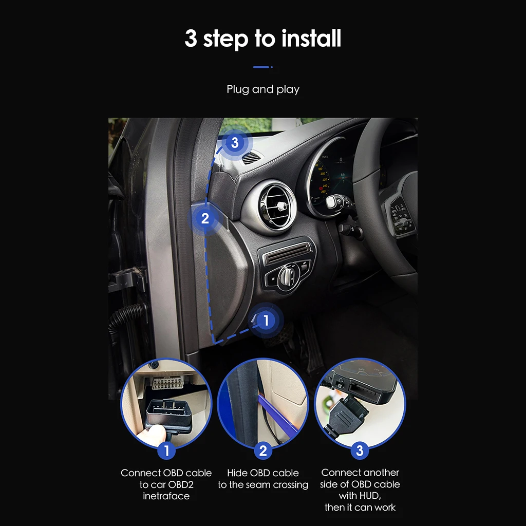 Universal 5in Car Head UP Display Over Alarm Mileage Measurement
