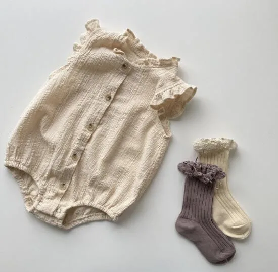 Freely Move Toddler Baby Girls Jumpsuit Ruffles Summer Casual Romper Infant Sleeveless Button Playsuit Outwear Children Clothes