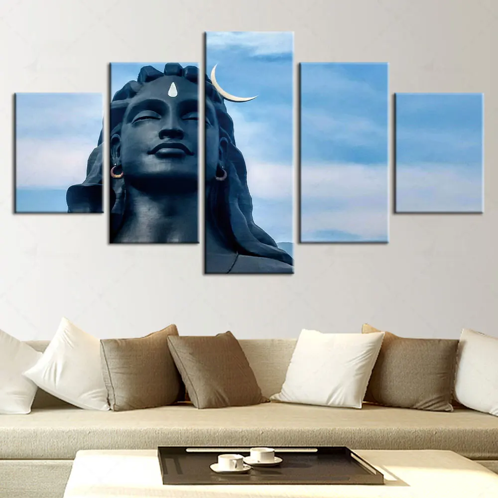 

Artsailing HD Print Poster Wall Decoration 5 Panel Indian Religion Painting Buddha Statue Picture for Living Room Free Shipping