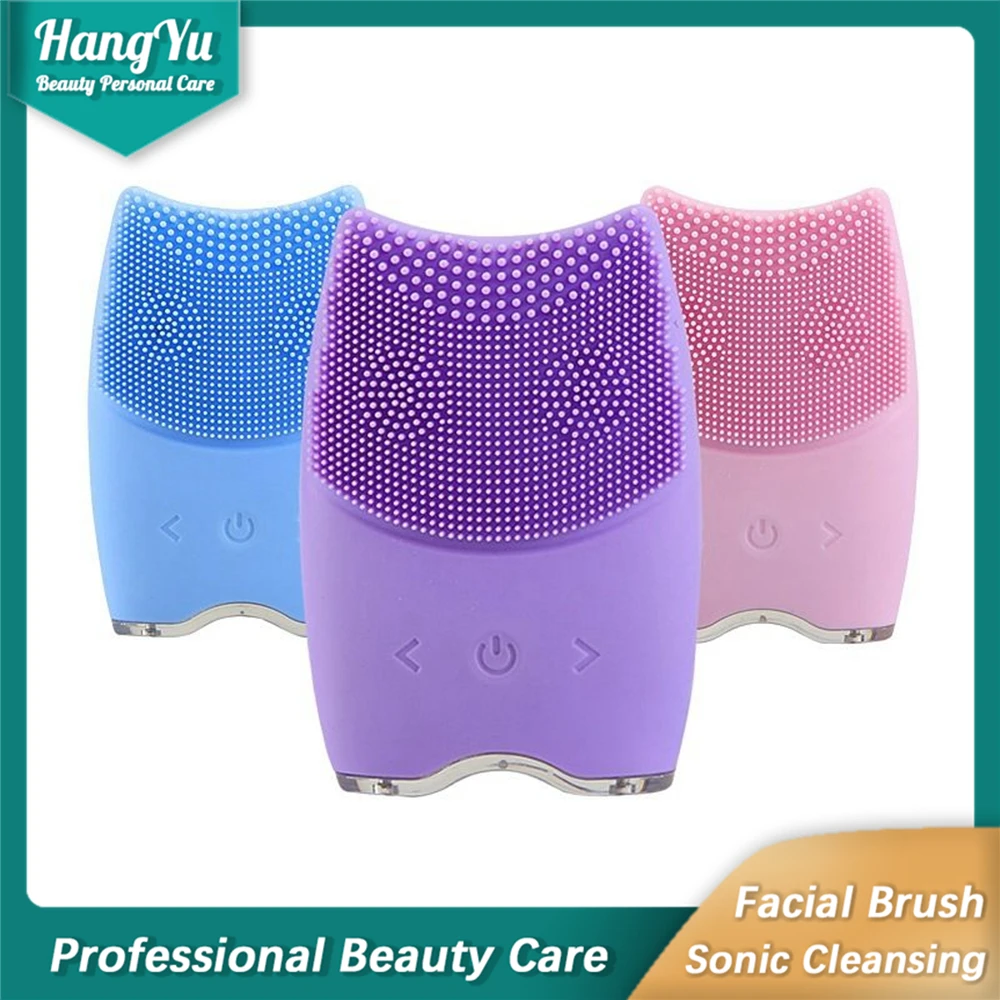 Cute Home Use Silicone Shock Exfoliating Beauty Cleanser Vibrating Electric Face Cleansing Brush