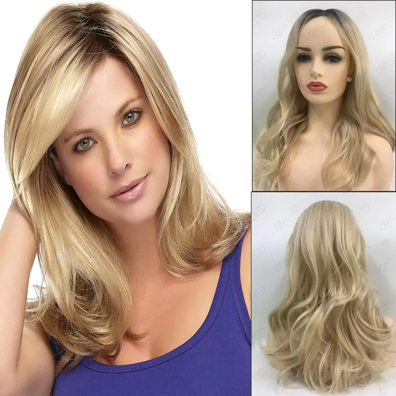 Женские модные парики длинные вьющиеся волнистые блонд Омбре для женщин