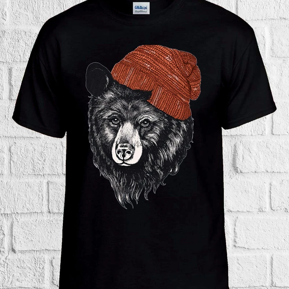 Крутая забавная хипстерская футболка с медведем шапочкой для мужчин и женщин топ