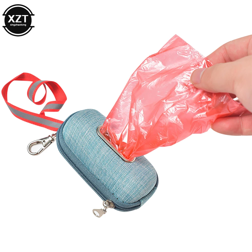 Portable Linen Pet Dog Poop Bag Dispenser Pick-Up Bags Holder With Rope Cleaning Waste Garbage Box Dog Poop Bag Outdoor Supplies