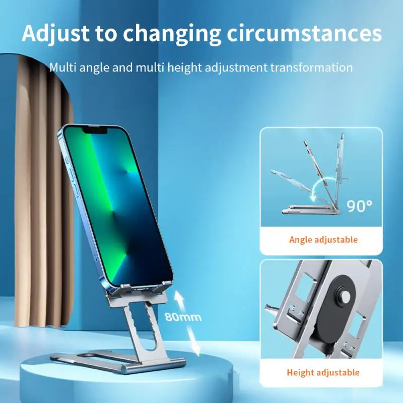 

2023 New 7-gear Height Adjustable Universal Desktop Stand Holder Foldable Aluminum Alloy For IPad Phone Within 4-12.9inch